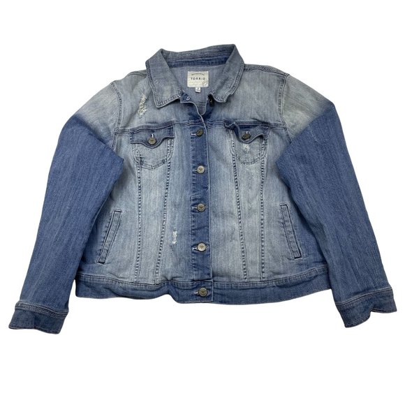 Coats | Torrid Distressed Denim Jacket 